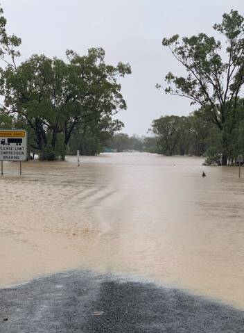Cindy Taylor took this photo of the creek at Amby at around 8.30 this morning. Locals were saying it was almost as high as 2010 levels for a short period.
