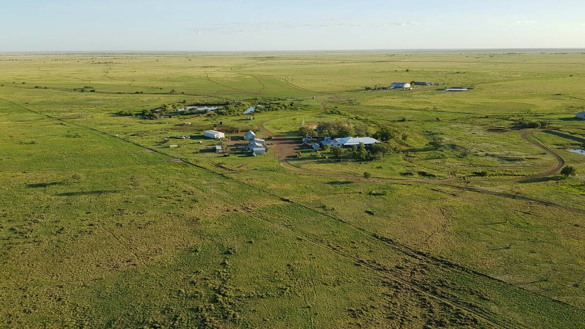 The Hereward homestead from the air, taken following rain early in 2019. Negotiations for the sale of the property were concluded last week.