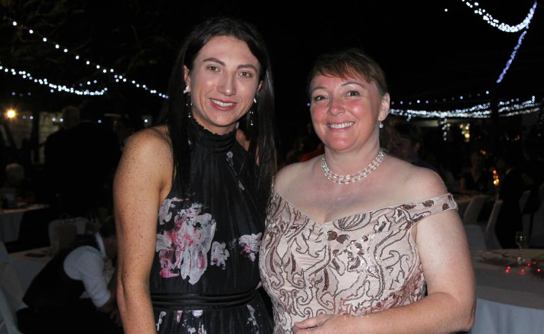 Gift of giving: Annabel Hatch and Longreach friend, Sue Smith, enjoying the night out at the Flyers Ball. Picture: Sally Cripps.