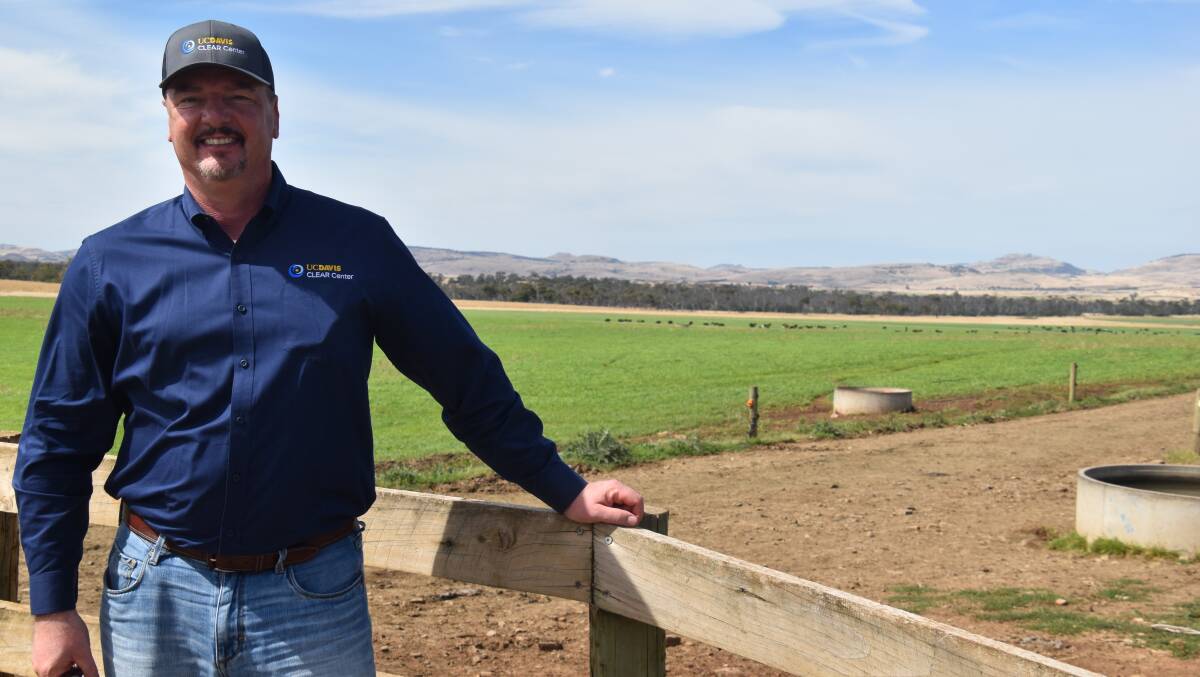 University of California Davis Department of Animal Science Professor Frank Mitloehner on farm in Tasmania in February before the Australian Dairy Conference where he said methane was an opportunity for the industry. Picture by Carlene Dowie
