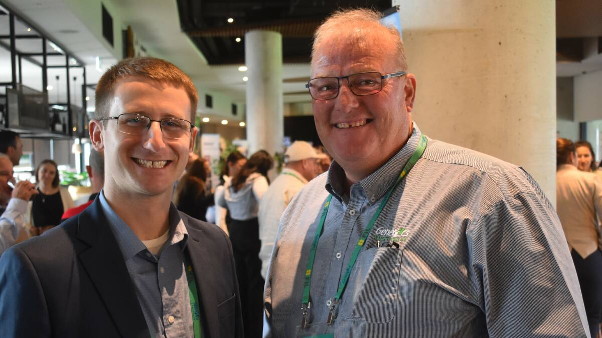 PEAK Genetics director Michael Schmitt and GA CEO Anthony Shelly at the GA 2024 oday, Tomorrow and Beyond conference at Geelong, Vic. Picture supplied