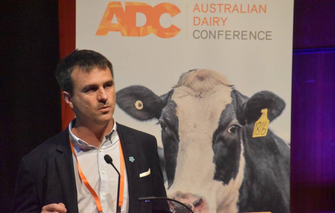 Rabobank global head of sustainable business development Lachlan Monsbourgh urged farmers at the Australian Dairy Conference in February to start measuring what they were doing in key sustainability areas. Picture by Carlene Dowie