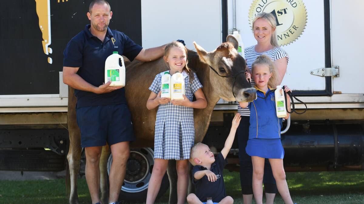 SIXTH GENERATION: The family when they took over the Peel Valley factory in 2017: Todd and Sarah Wilson with the sixth-generation of Wilson dairy farmers Ella, Koby, and Marlie. Picture by Gareth Gardner
