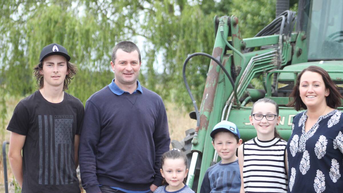 BUILDING EQUITY: Issac, Ben, Hope, Charlie, Ruby and Anna Kenna on their western Victorian farm in 2017. They are gradually building equity in the farm.