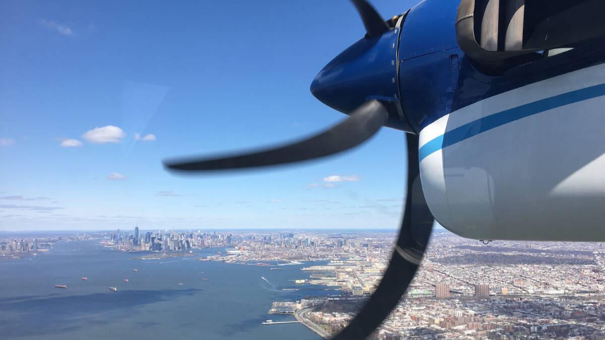 AIR RESEARCH: A National Oceanic and Atmospheric Administration Twin Otter aircraft over the Hudson on a 2018 research mission. 