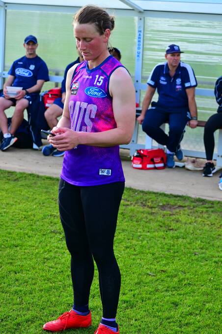 The Allflex system allows Shelley Scott to remotely monitor her herd when she is away from home playing in the AFL women's competition for Geelong. Picture supplied by Allflex