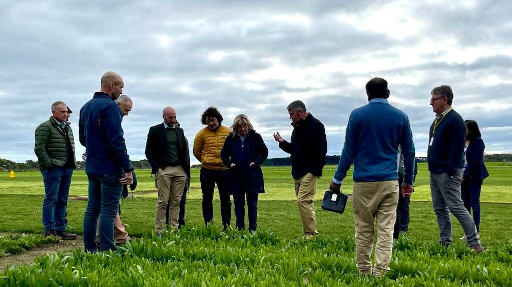 Victorian Agriculture Minister Gayle Tierney (centre) is provided with an update on the pasture research at the Hamilton SmartFarm. Picture supplied