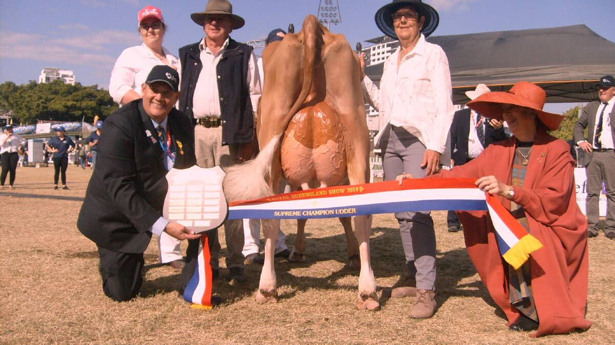 SUPREME CHAMPION UDDER: The Hayden family from Pilton, who were presented with the supreme award for their Guernsey exhibit Bruanna Frances 12.