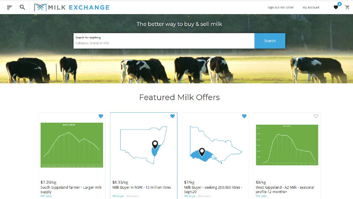 EXCHANGE: Milk offers from buyers and sellers are displayed on the exchange anonymously.