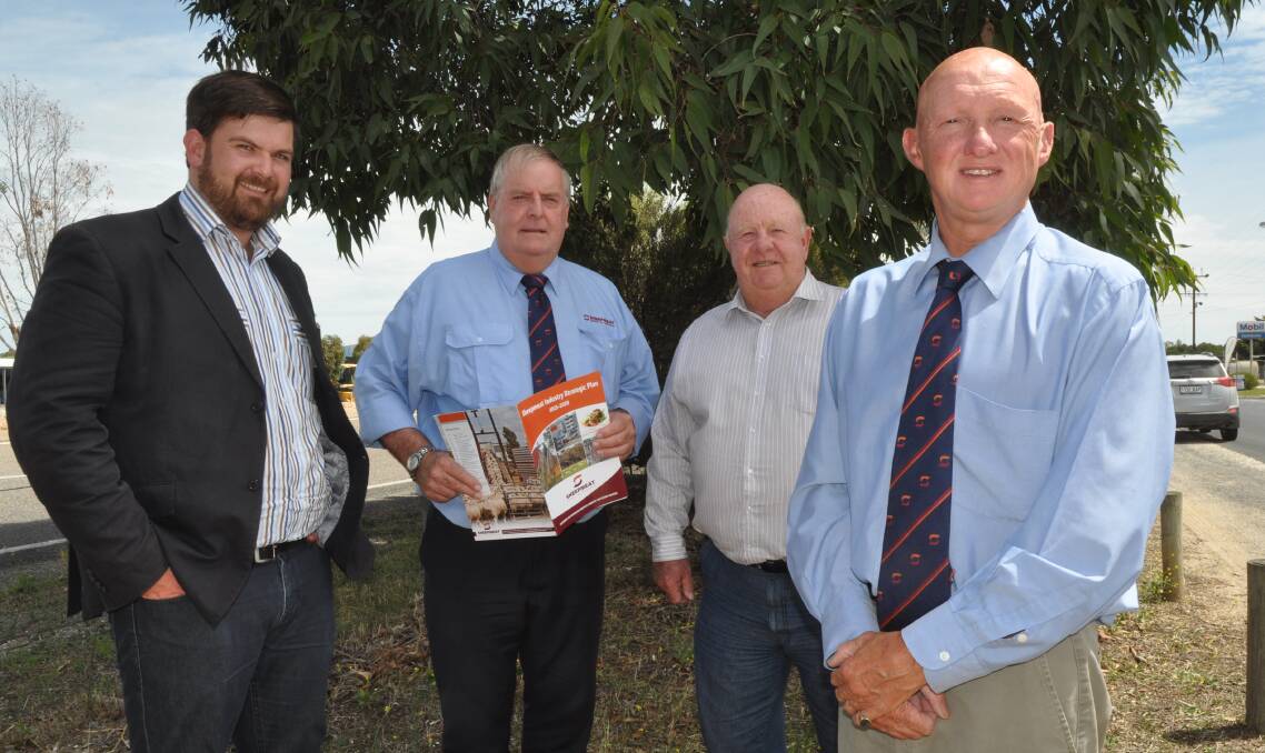 Mark Harvey-Sutton with Sheepmeat Council of Australia's Jeff Murray and David Boyle, and Alexander MacLachlan.