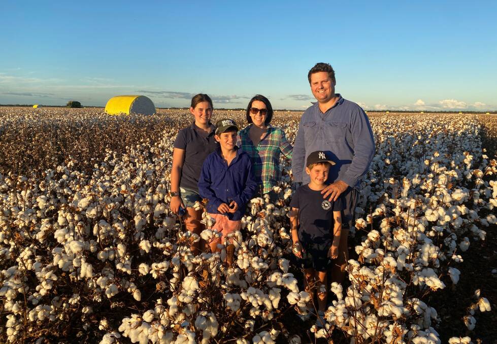 From left. Harriet, Will, Vanessa, Nigel and Henry Corish grow irrigated cotton at Lakeland Downs, Condamine. 