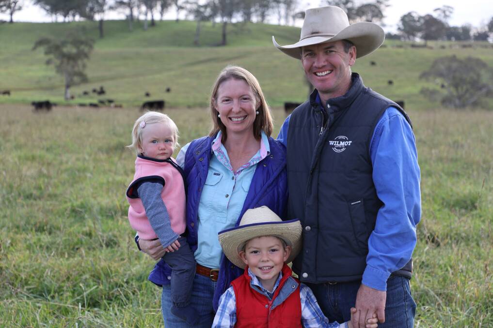 Wilmot Cattle Co's Stuart Austin, wife Trisha Cowley, with children Harry and Poppy. Wilmot struck a deal with Microsoft to sell around half a million dollars worth of carbon credits.
