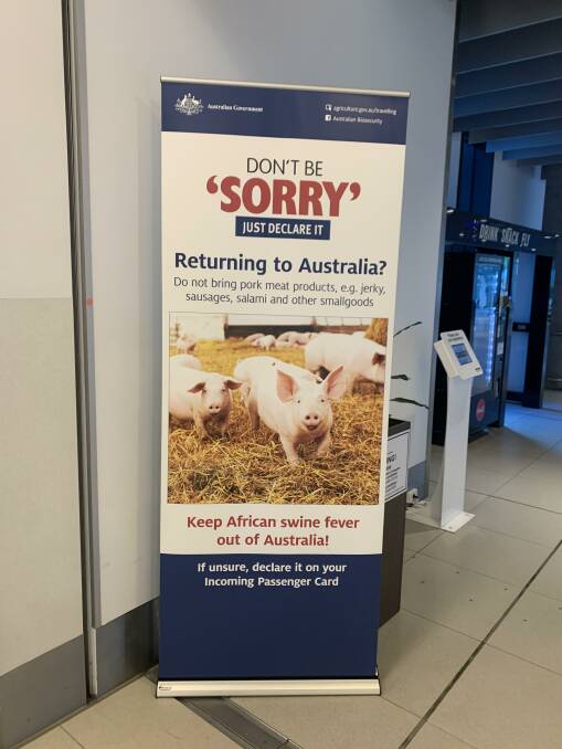 Aussie visitors to Bali say they have seen signs warning about the dangers of African swine fever but not foot and mouth disease. 