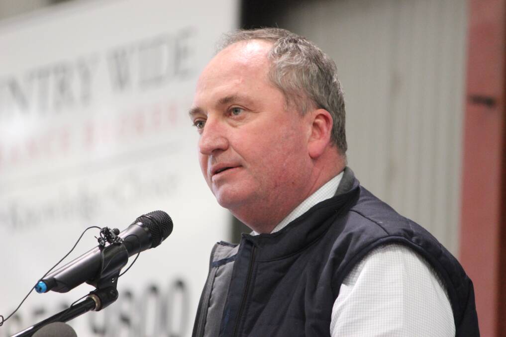 Barnaby Joyce at the live export meeting in WA. 