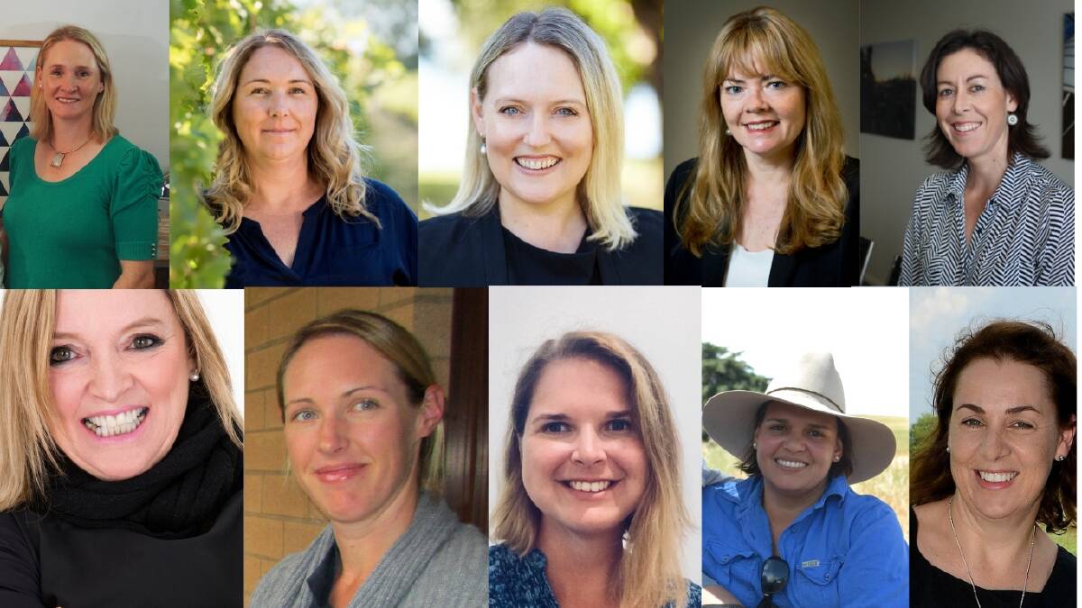 Clockwise from top left: Allison Harker, Cath Oates, Kelly Pearce, Jacqui Cannon, Leonie O'Driscoll, Robbie Davis, Alison Southwell, Rachel Carson, Natalie Sommerville, Linda Lee.