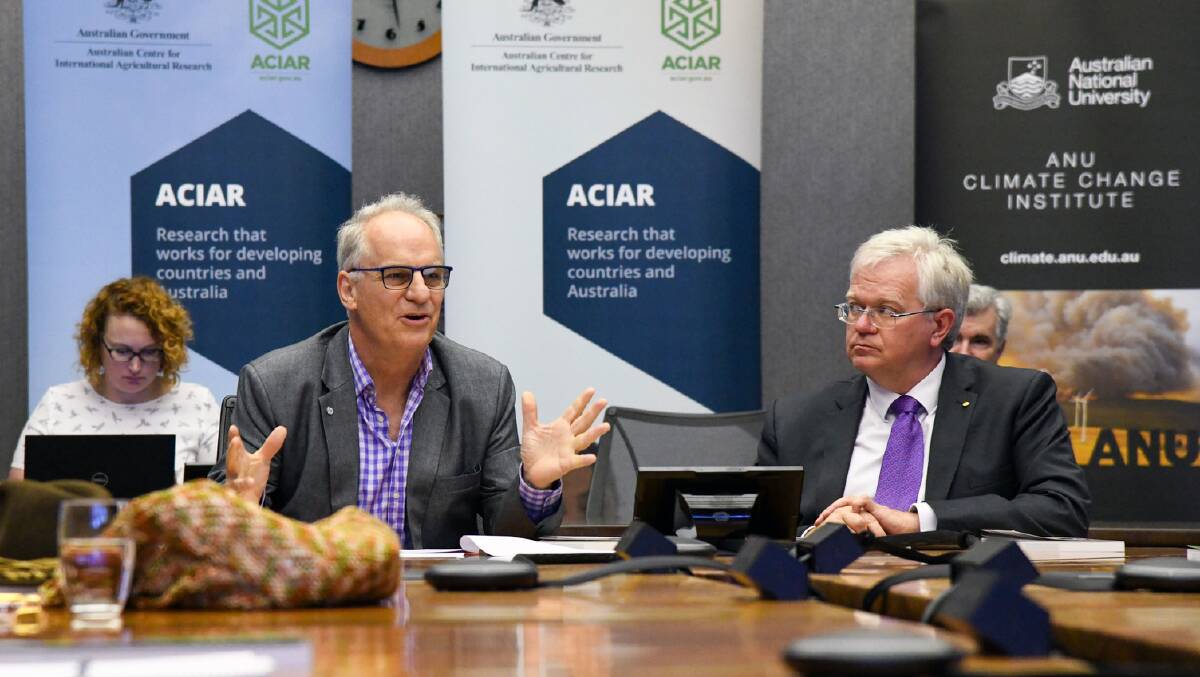 ACIAR CEO Professor Andrew Campbell launched the report in Canberra on Tuesday with Australian National University Vice-Chancellor and President, Professor Brian Schmidt. Photo supplied by ACIAR