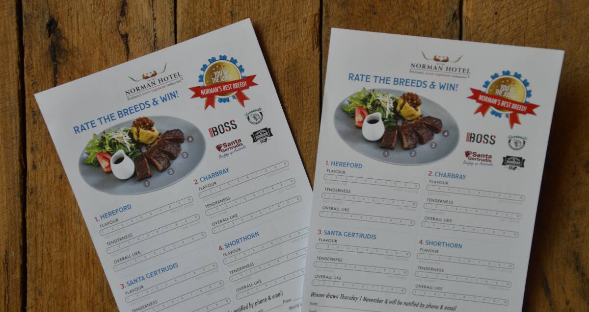 Diners registered their favourite steak on these forms.