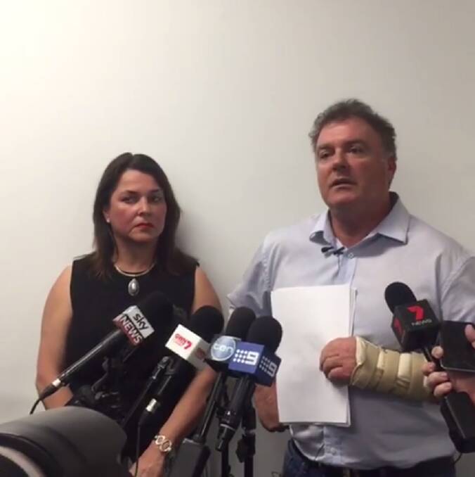 Ioanna and Rod Culleton speaking to media in Perth earlier this month.