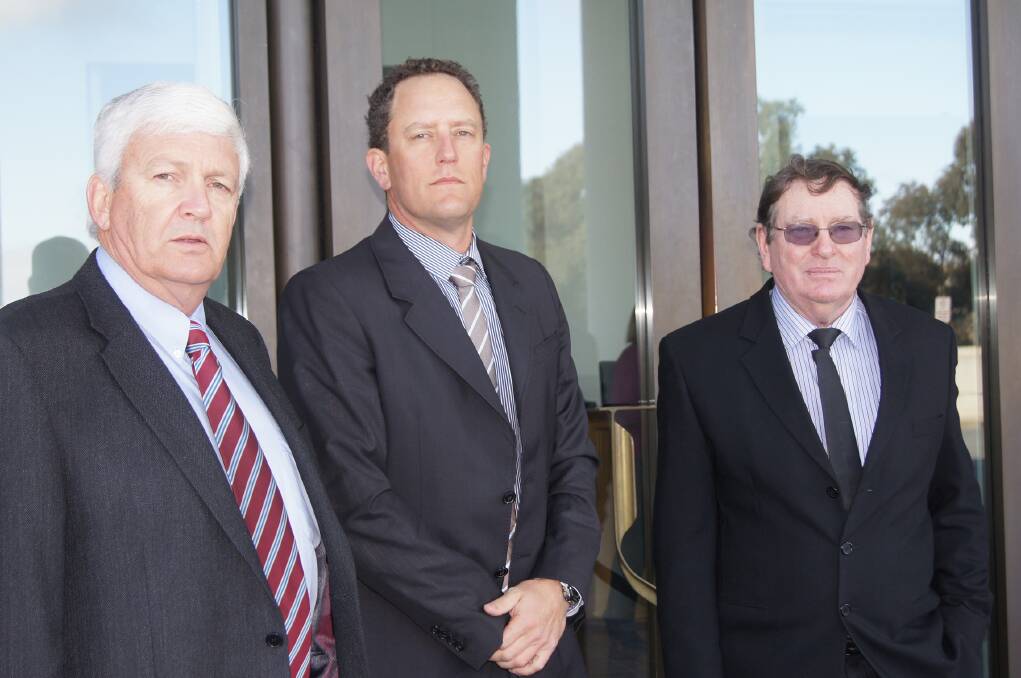 Gary McGill, John Snooke and Leon Bradley on a trip to Canberra lobbying on wheat exports deregulation in August 2012.