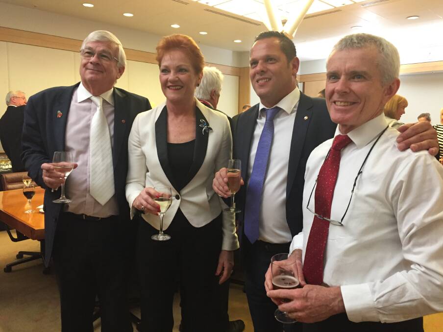 One Nation Senators Brian Burston (left), Pauline Hanson, Peter Georgiou and Malcolm Roberts.