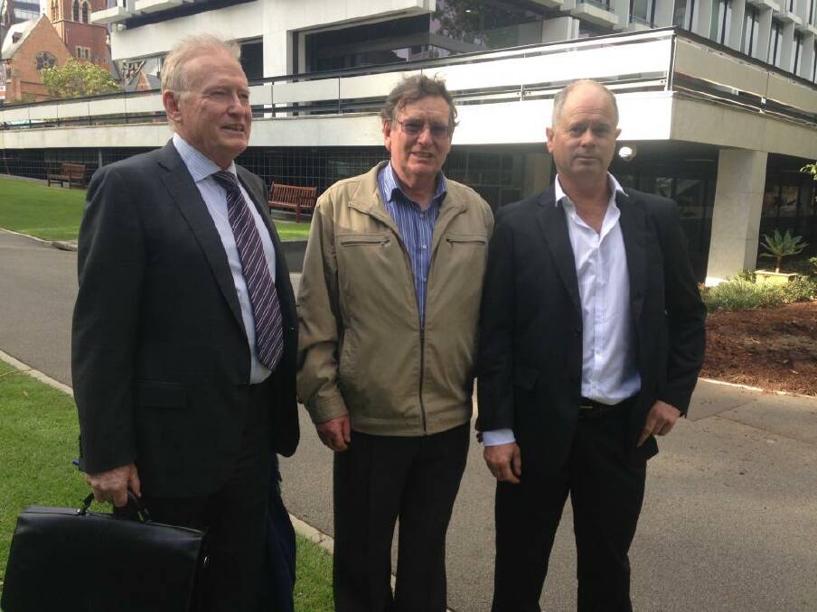 Brian Bradley of Bradley Bayley Legal (left) with his brother and former Pastoralists and Graziers Association of WA grains committee president Leon Bradley and Kojonup farmer Mick Baxter.