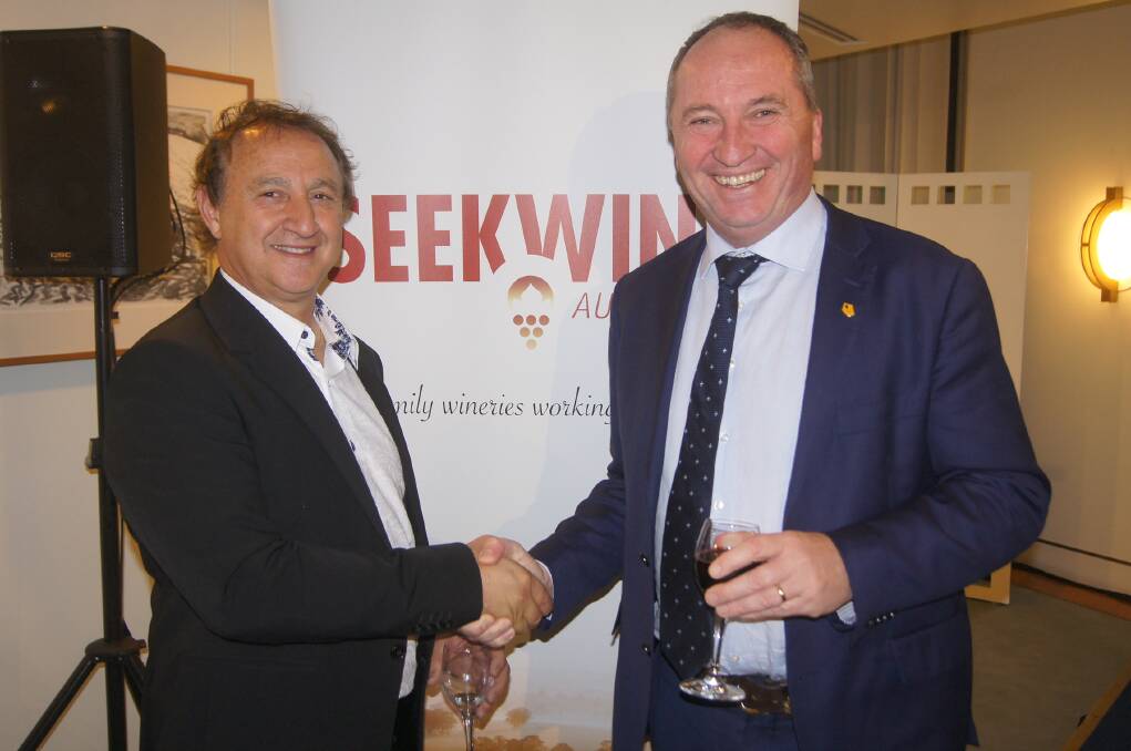 SEEKWINE Australia founder Kevin Sorgiovanni and Agriculture and Water Resources Minister Barnaby Joyce.