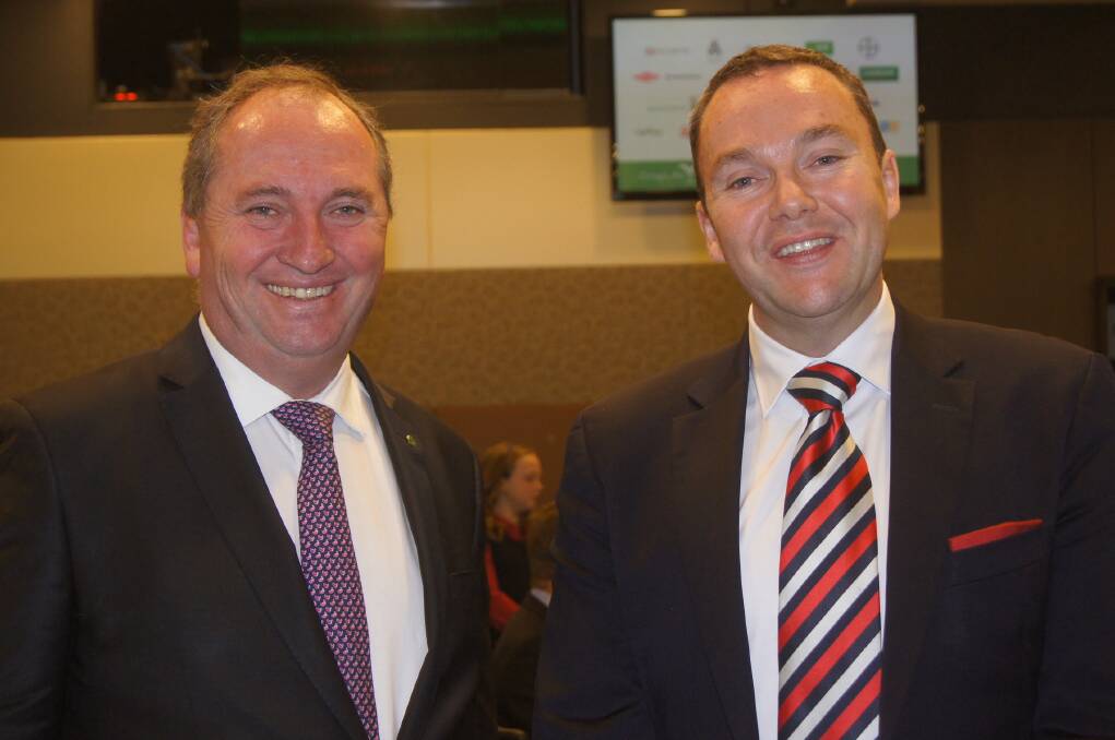Agriculture and Water Resources Minister Barnaby Joyce (left) and CropLife Australia CEO Matthew Cossey.