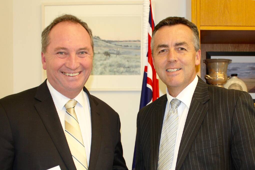 Stand by your man - Darren Chester (right) backing Barnaby Joyce's decision to stay in cabinet while his citizenship matter is resolved.