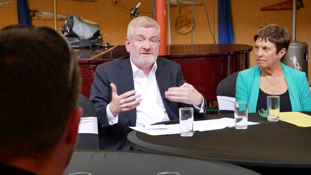 Federal Communications Minister Mitch Fifield and Farming Champions Chair Mary Nenke at last week's roundtable meeting.