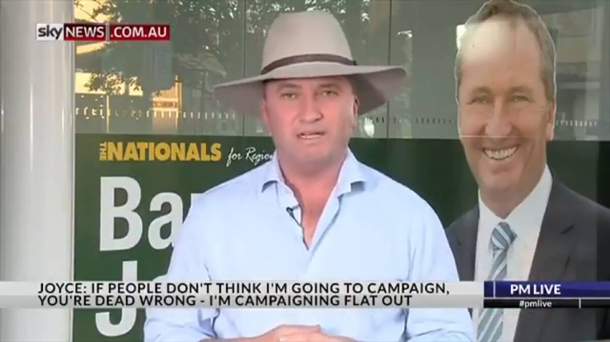 Nationals leader Barnaby Joyce on the campaign trail in New England.