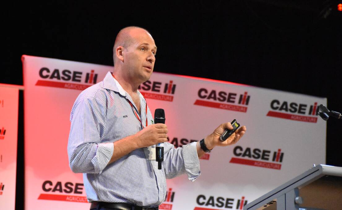 VIGILANT: Burdekin Productivity Services manager, Rob Milla, speaking on the importance of biosecurity in the sugar industry at the CaseIH Step Up conference in Bundaberg this week. 