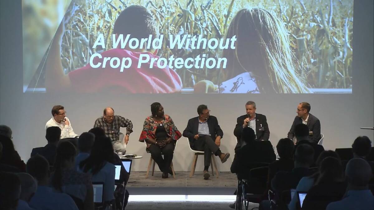 DISCUSSION: The panel discussing the issue of a world without crop protection at the Bayer Future of Farming dialogue in Germany. 