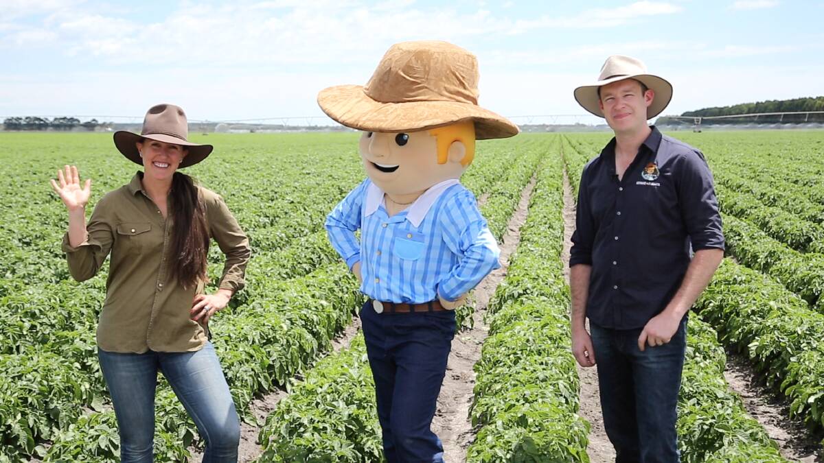 ONLINE HEROES: Creators of George the Farmer, Simone Kain and Ben Hood during filming for a series of new educational videos. The Regional Institute Australia and Google recently named them Regional Online Heroes.