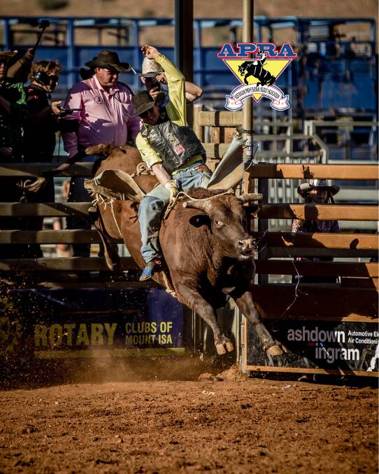 Jared Borghero won the Open Bull Ride at Mt Isa and will go into this year’s event as one of the favourites at the three-day rodeo. Picture: Stephen Mowbray