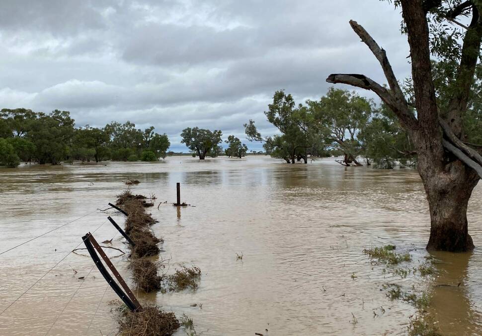 Home Creek between Blackall and Barcaldine, owned by Will and Marcelle Chandler, in flood at the weekend.
