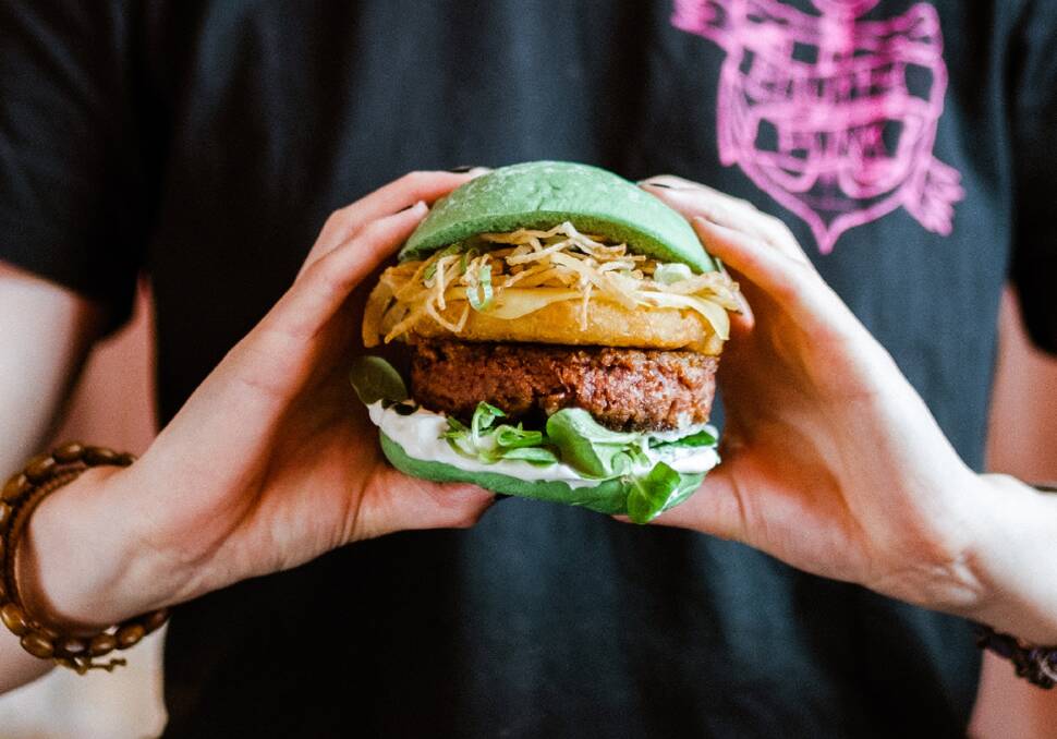 FLEXITARIAN OPTION: The BrewDog Hybrid Burger has a 50pc sustainably reared beef and 50pc Beyond Meat patty, 100pc vegan ingredients and two green matcha tea buns.
