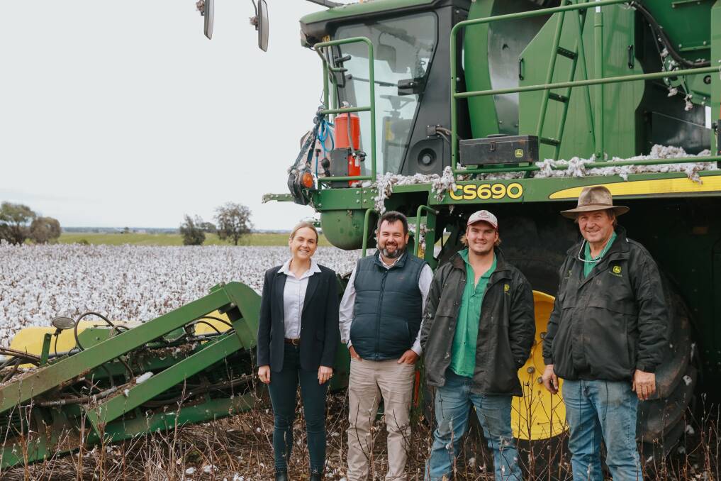 Liberty Walker, NAB Agribusiness Manager Moree NSW; Charlie Coote, NAB Equipment, Finance Senior Specialist, Northern NSW; Scott and Ross Munro from BMC Partnership, Moree NSW.
