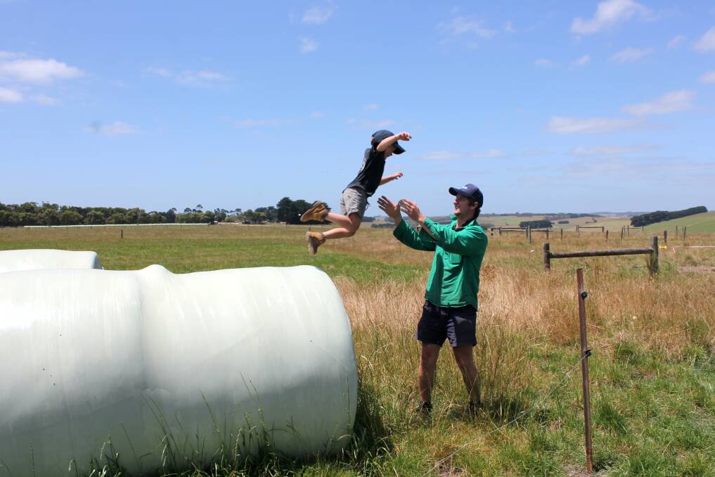EXCELLENT OPPORTUNITY: Bostocks Creek farmer Jack Hutt takes time out for a bit of fun downtime with son Max.