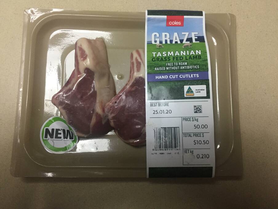 PREMIUM PRICE: Coles is selling hand cut lamb cutlers from Tasmania under its Graze label for $50 a kilogram. 