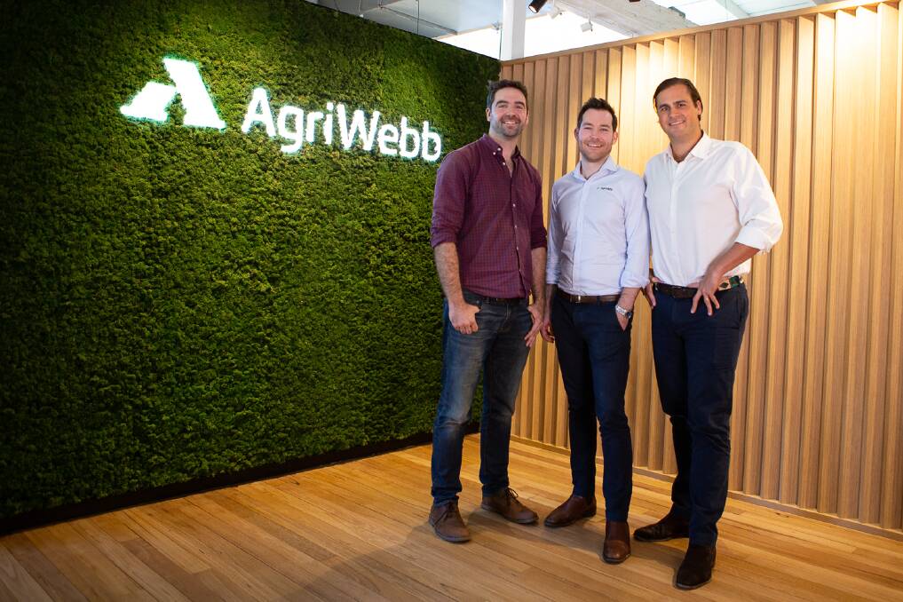 FOUNDING FATHERS: The co-founders of AgriWebb, John Fargher, Kevin Baum and and Justin Webb