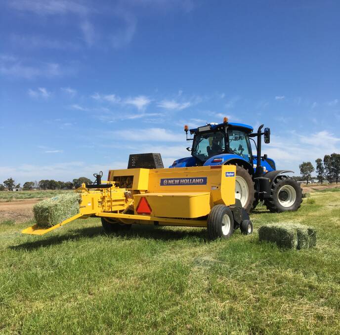 OFF THE PRODUCTION LINE: The New Holland Hayliner BC5070 small square baler is aimed at contractors and large commercial operators. 