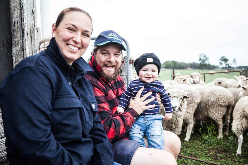 FARM DIVERSIFICATION: Alice and Steve Noble and son, Timothy, wearing some of the woollen clothes in their new Hugh Charles label range. 