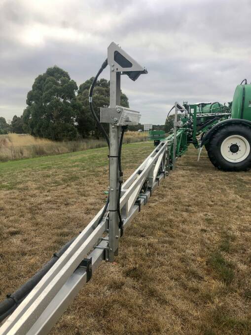 EYE TO THE FUTURE: The weed detection cameras mounted on the Goldacres trailed sprayer which can identify weeds in growing crops. Picture by Goldacres. 