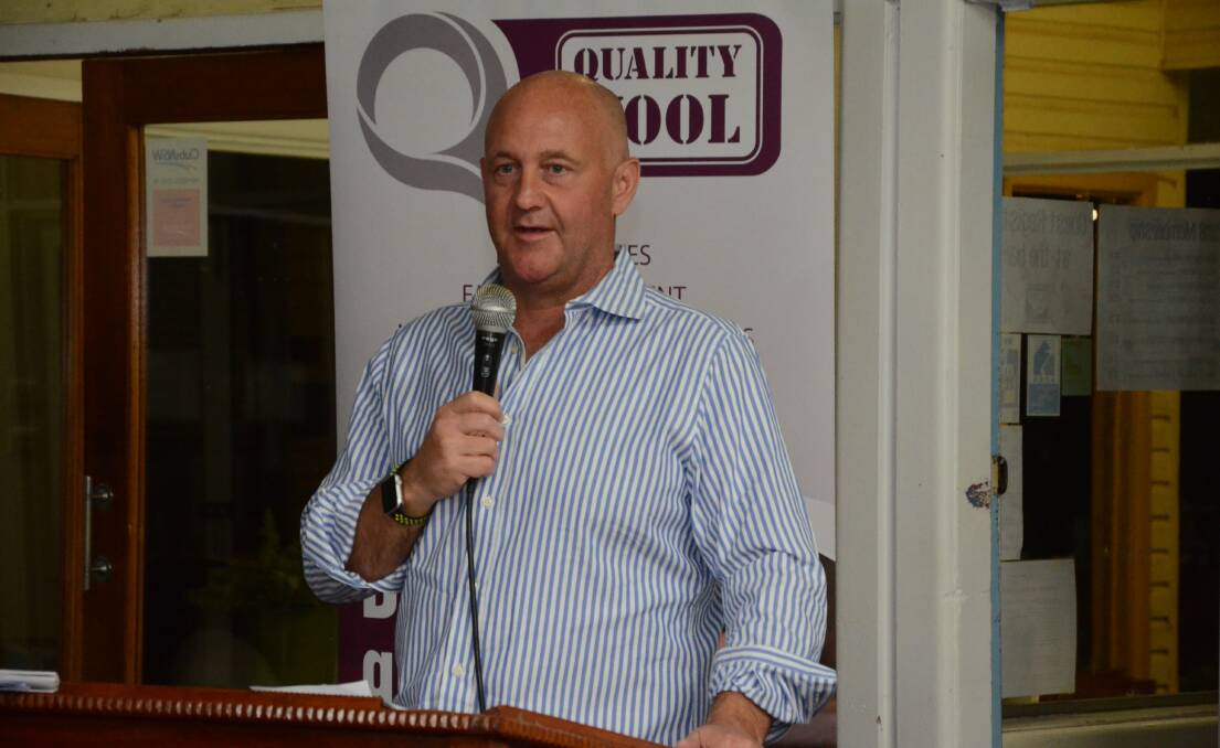 AWI CEO Stuart McCullough speaking at the Don Brown Merino ewe competition awards dinner earlier in the year. Photo by Mark Griggs. 