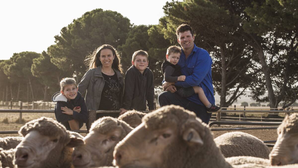 VOTE FOR FUTURE WOOLGROWERS: Sydney Lawrie and his family on their property in Tumby Bay, South Australia. 