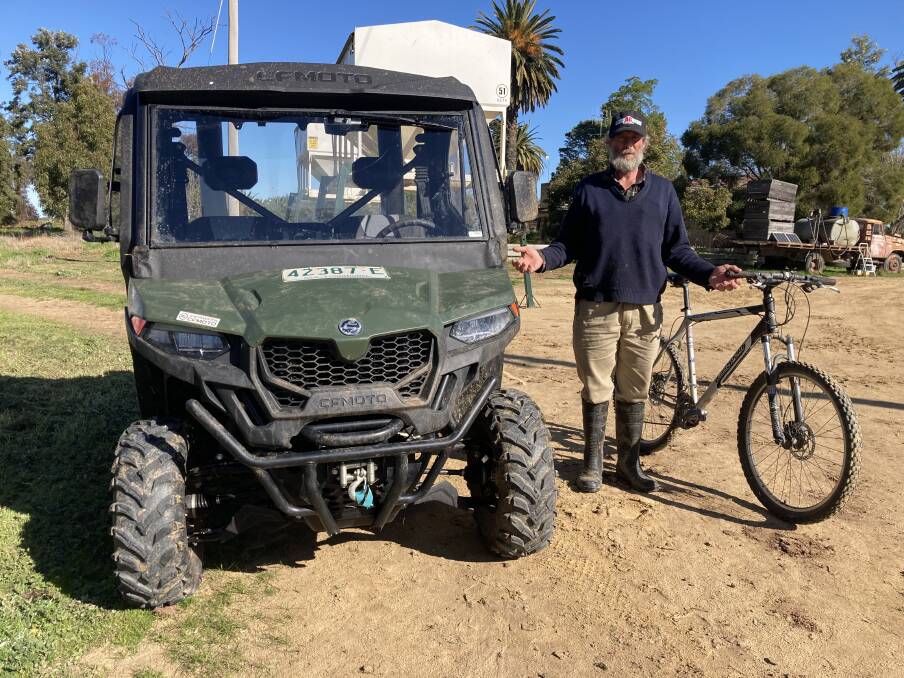 Neville Kydd, Finley, NSW, often wonders whether he should ride his bicycle to a neighbouring paddock rather than take the speed-restricted side-by-side. Picture supplied