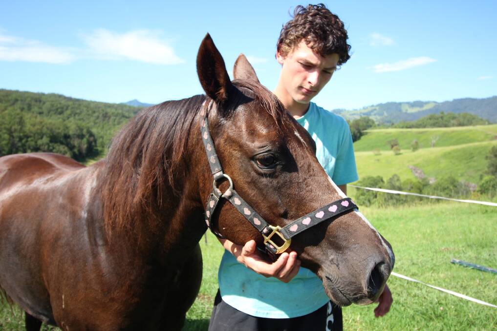 Young horse whisperer Clay Baker, on the family property "Burrapine" in the NSW Nambucca Valley.