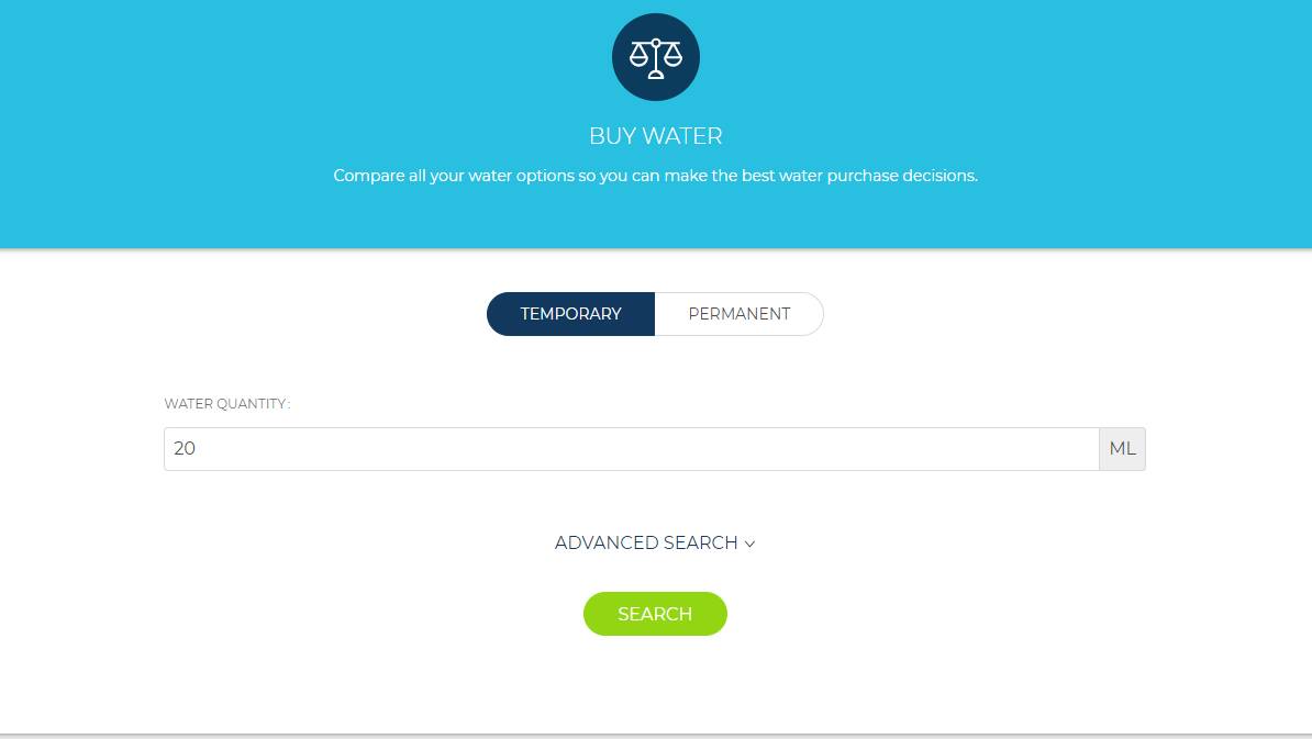 Irrigators can search for various volumes of water available to buy and sell, the website able to incorporate inter-valley trade rules. 