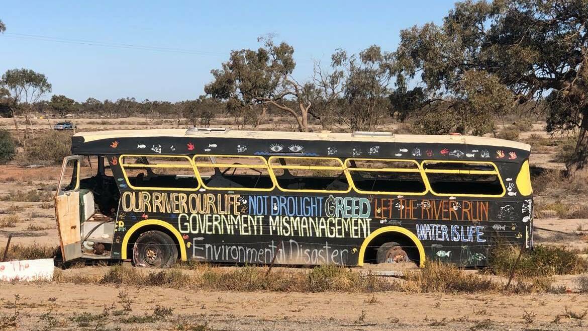 The evaluation found some small, regional communities had suffered significant negative impacts due to the Basin Plan and targeted support was needed. This bus was pictured in Menindee. 