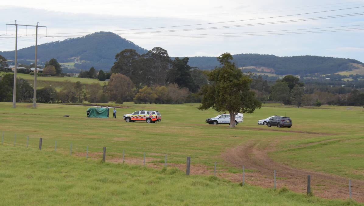Emergency services at the scene of Monday morning's quad bike accident at Meroo Meadow.